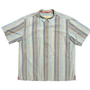 Tommy Bahama Plaid Silk Short Sleeve Button Up Shirt, Men's XL